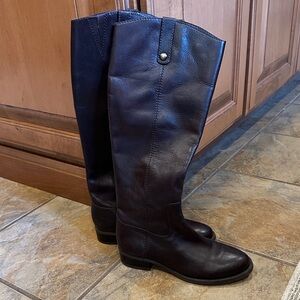 INC  Black leather Heeled Boots. Brown